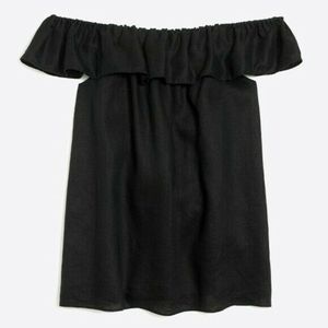 J. Crew Ruffle Linen Off The Shoulder Blouse Top
